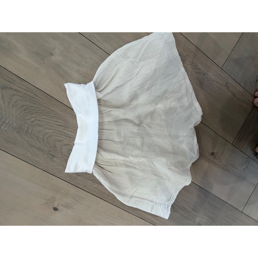 L'Amade Women Oatmeal Beige Cotton Gauze Shorts Foldover Waistband XS Made USA - Picture 3 of 7